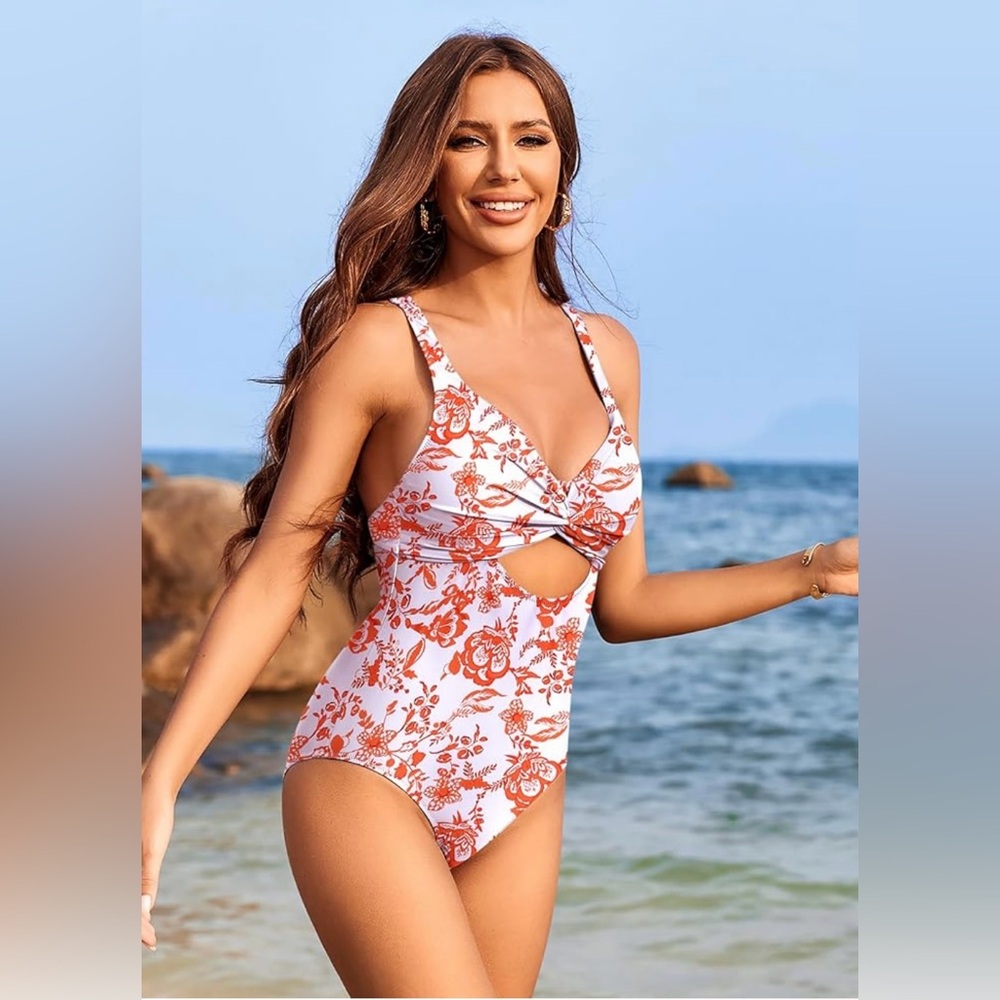 AI'MAGE Womens One Piece Swimsuits V Neck Cutout